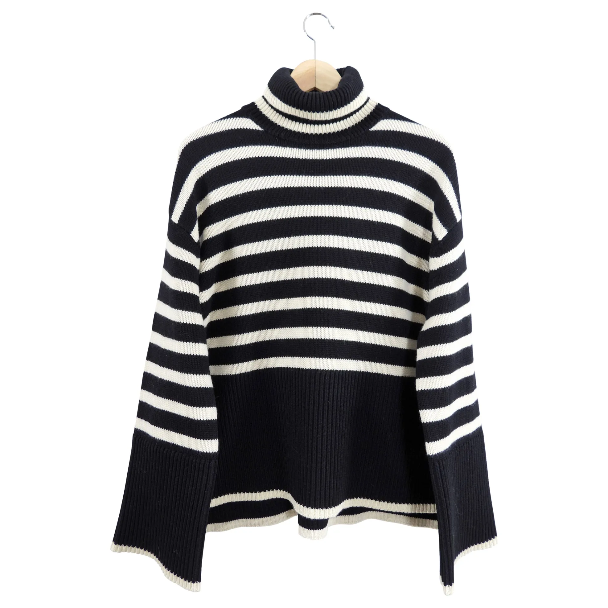 Toteme Signature Stripe Turtleneck Black Ivory XS/S