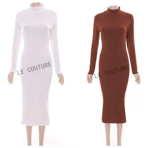 Turtleneck Long Sleeve Bodycon Dress - Result: Fitted Long Sleeve Turtleneck Dress