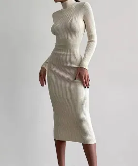 Turtleneck Slim Midi Dress