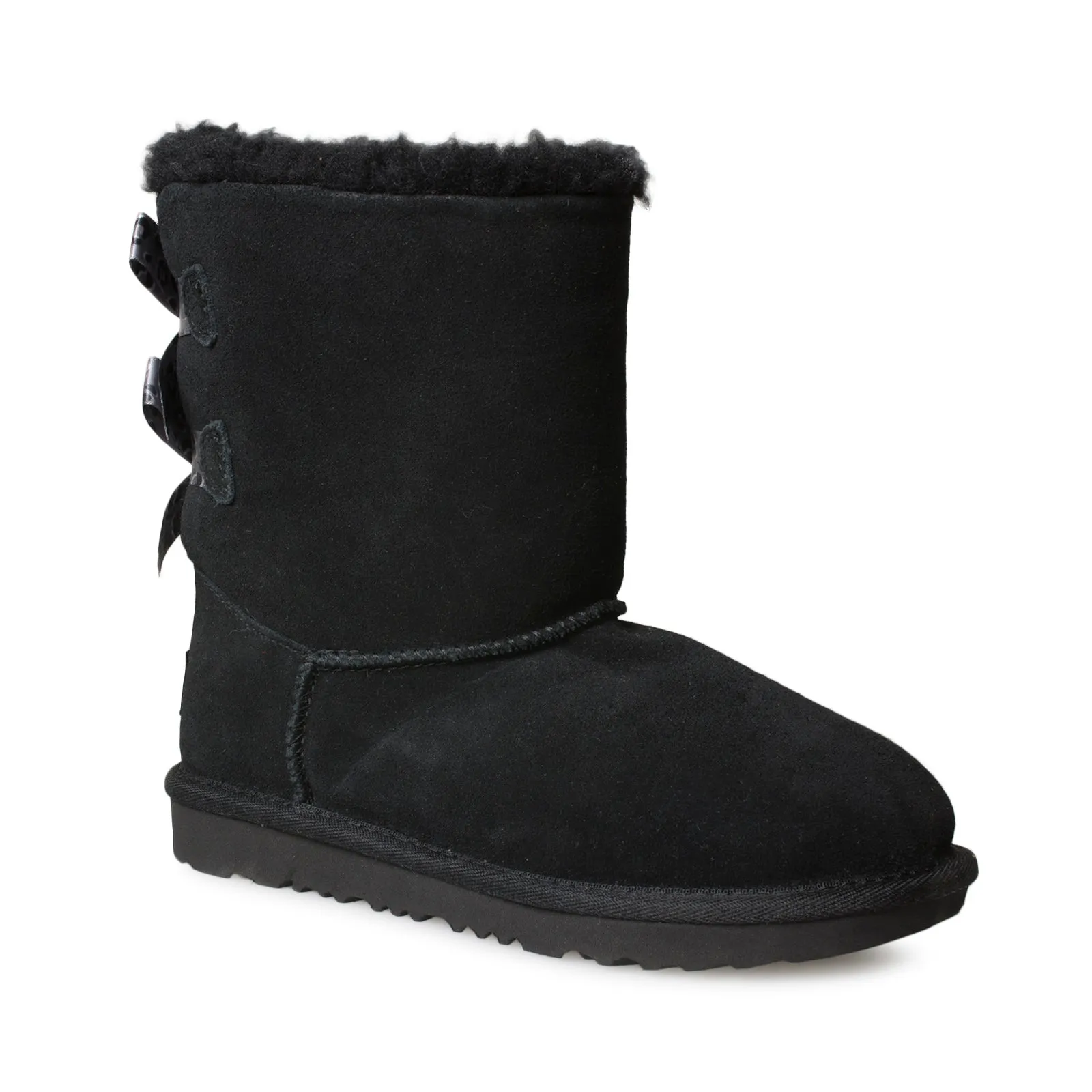 UGG Bailey Bow II Black Boots - Youth