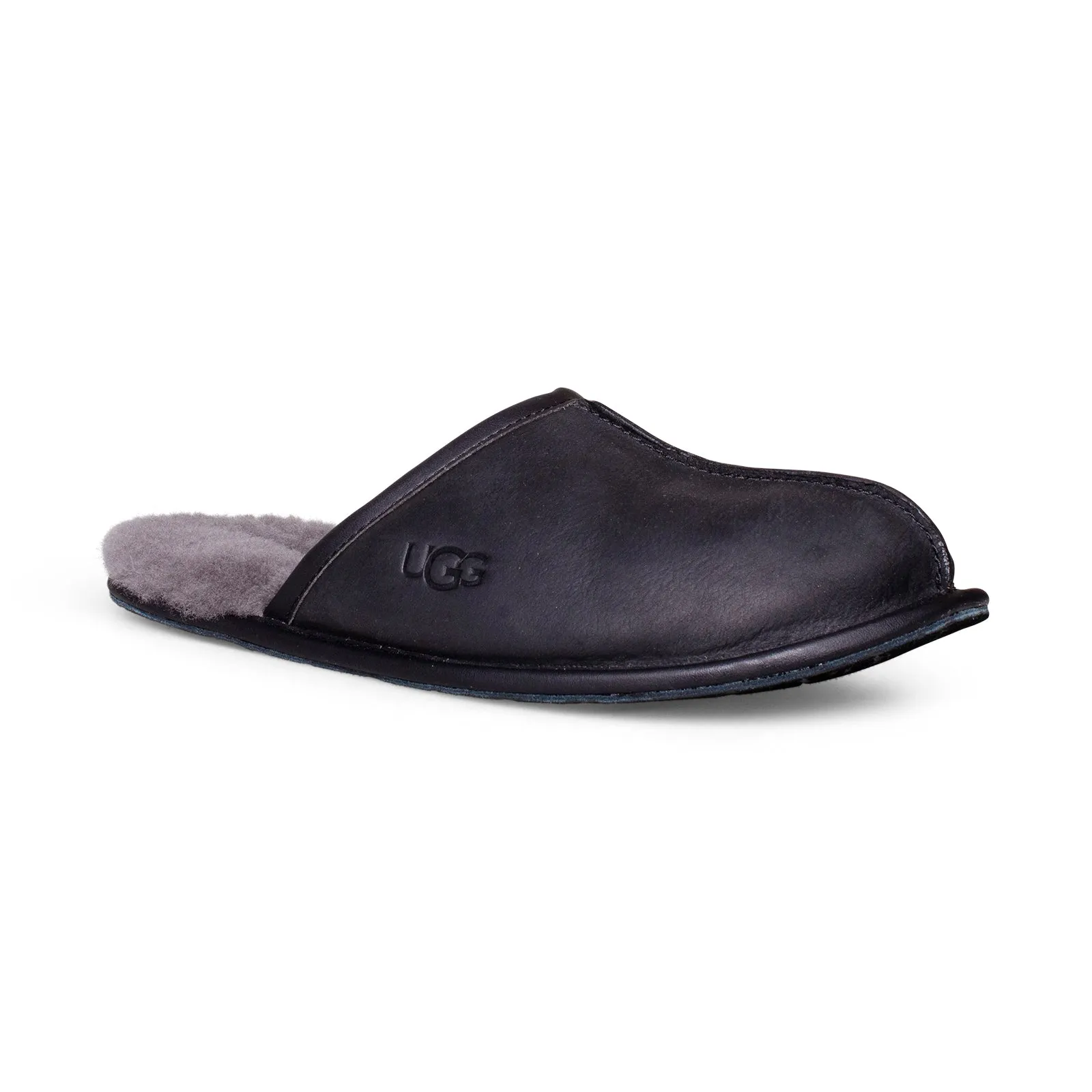 UGG Men's Black Leather Slippers - Scuff