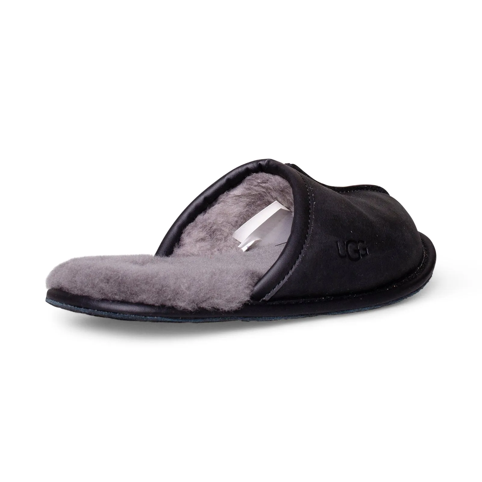 UGG Men's Black Leather Slippers - Scuff