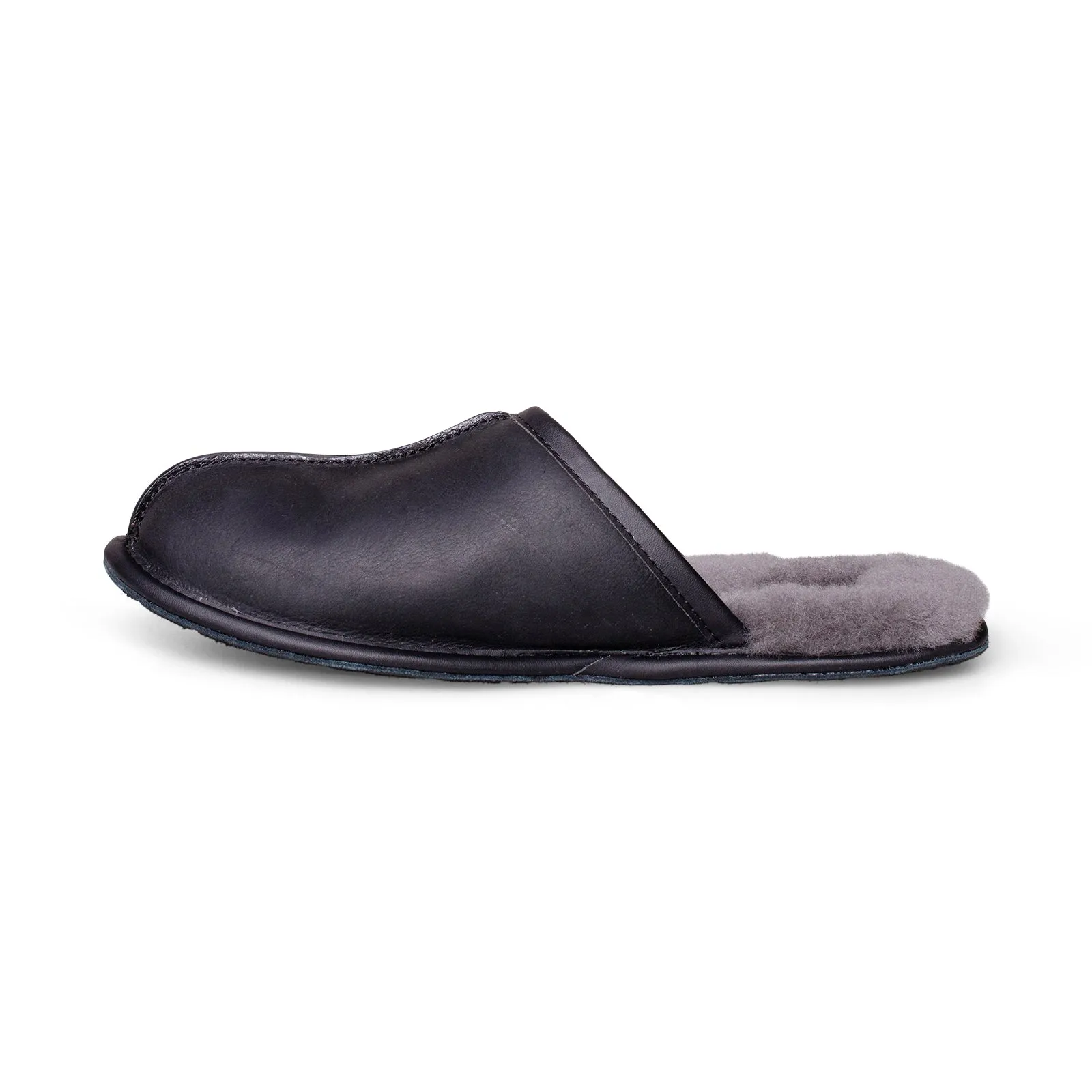 UGG Men's Black Leather Slippers - Scuff