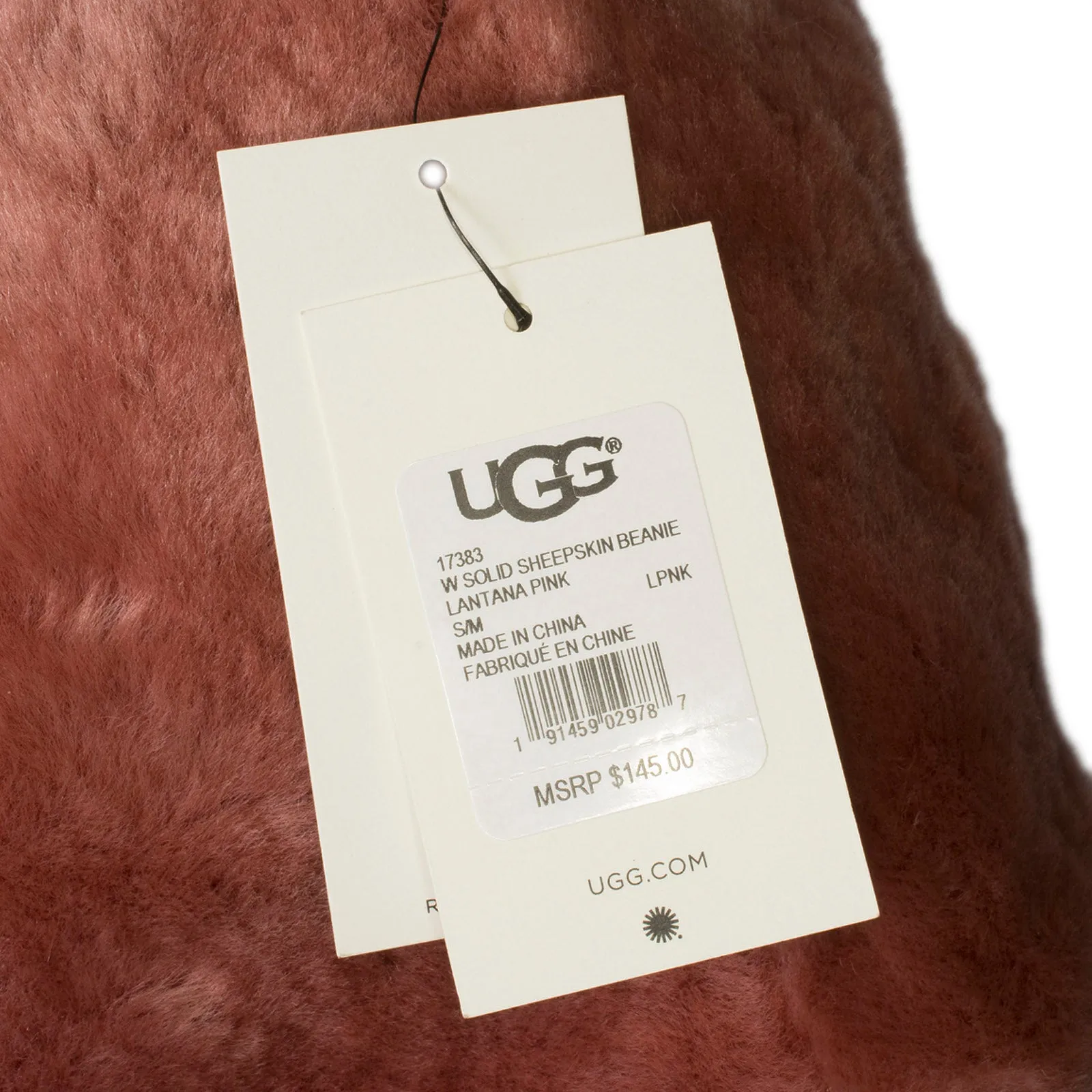 UGG Pink Sheepskin Beanie for Women