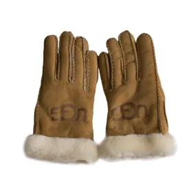 UGG Sheepskin Logo Chestnut Gloves for Women