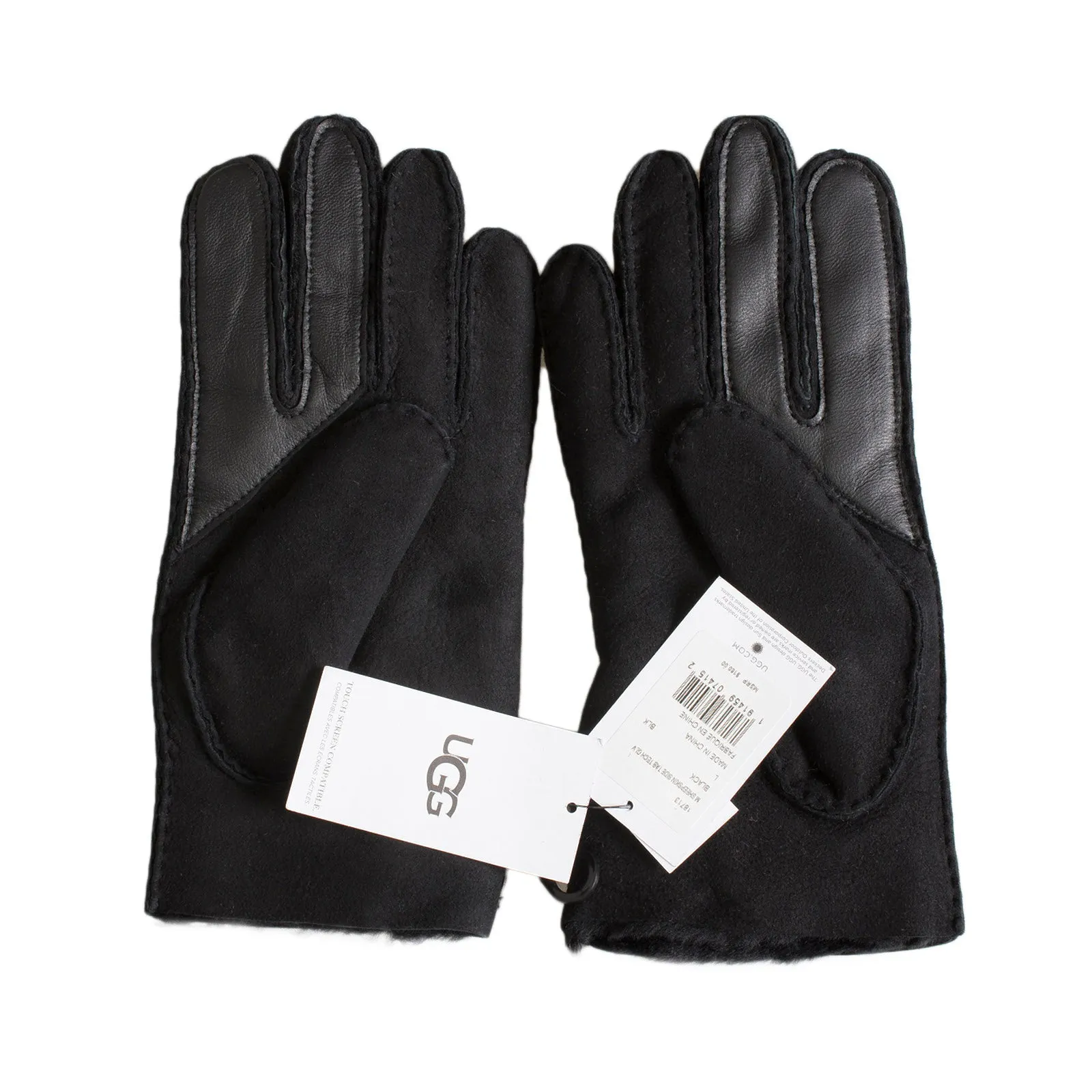 UGG Sheepskin Side Tab Black Gloves for Men