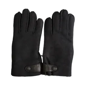 UGG Sheepskin Side Tab Black Gloves for Men