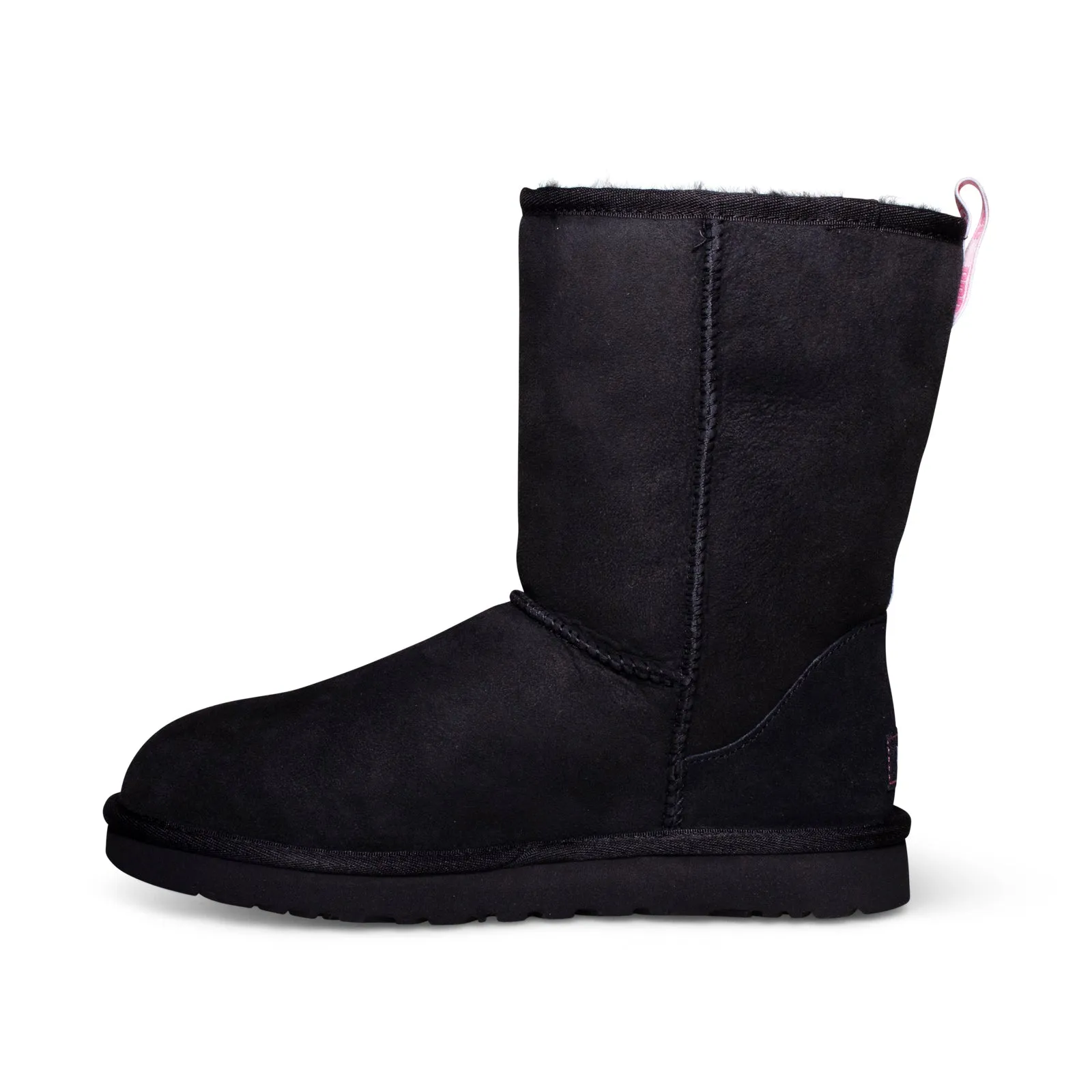 UGG Women's Classic Short II Graphic Logo Boots Black Neon Pink