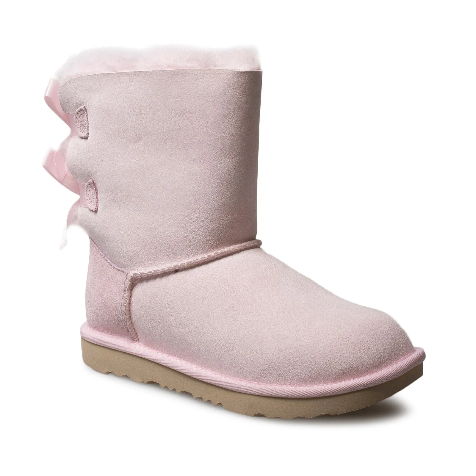 UGG Youth Seashell Pink Boots with Bailey Bow II