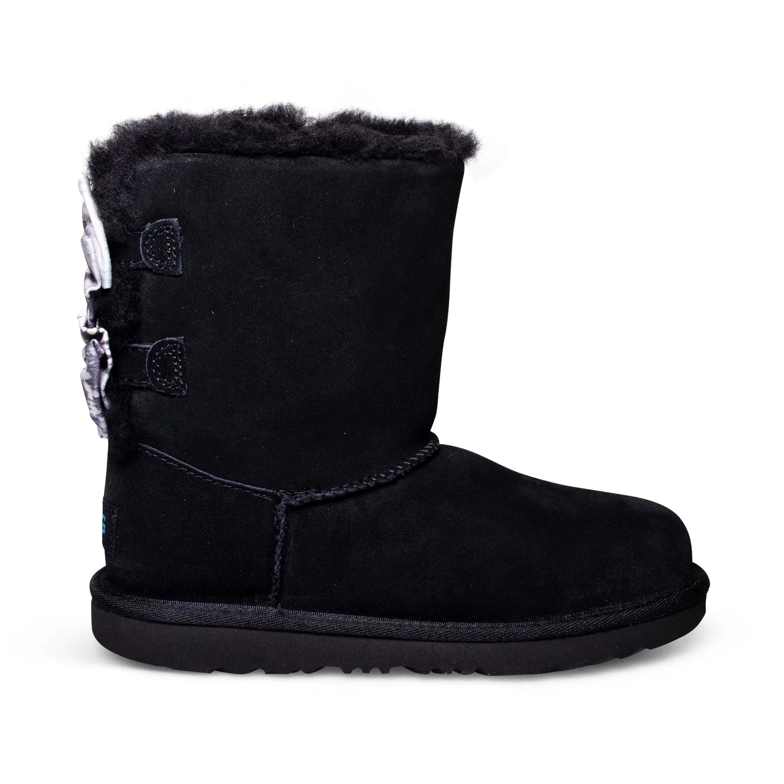 UGG Youth Tie Dye Black Bailey Bow II Boots.