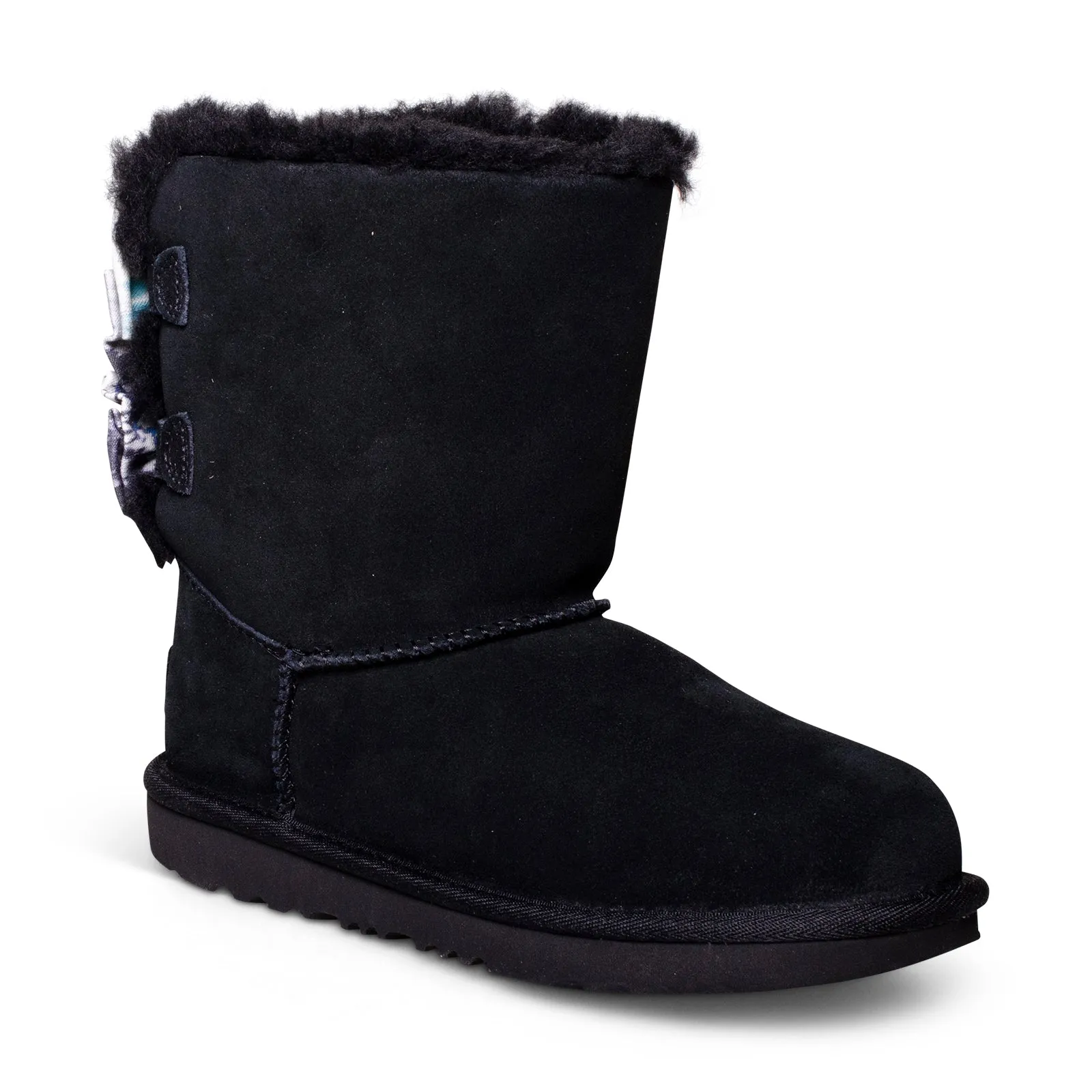 UGG Youth Tie Dye Black Bailey Bow II Boots.