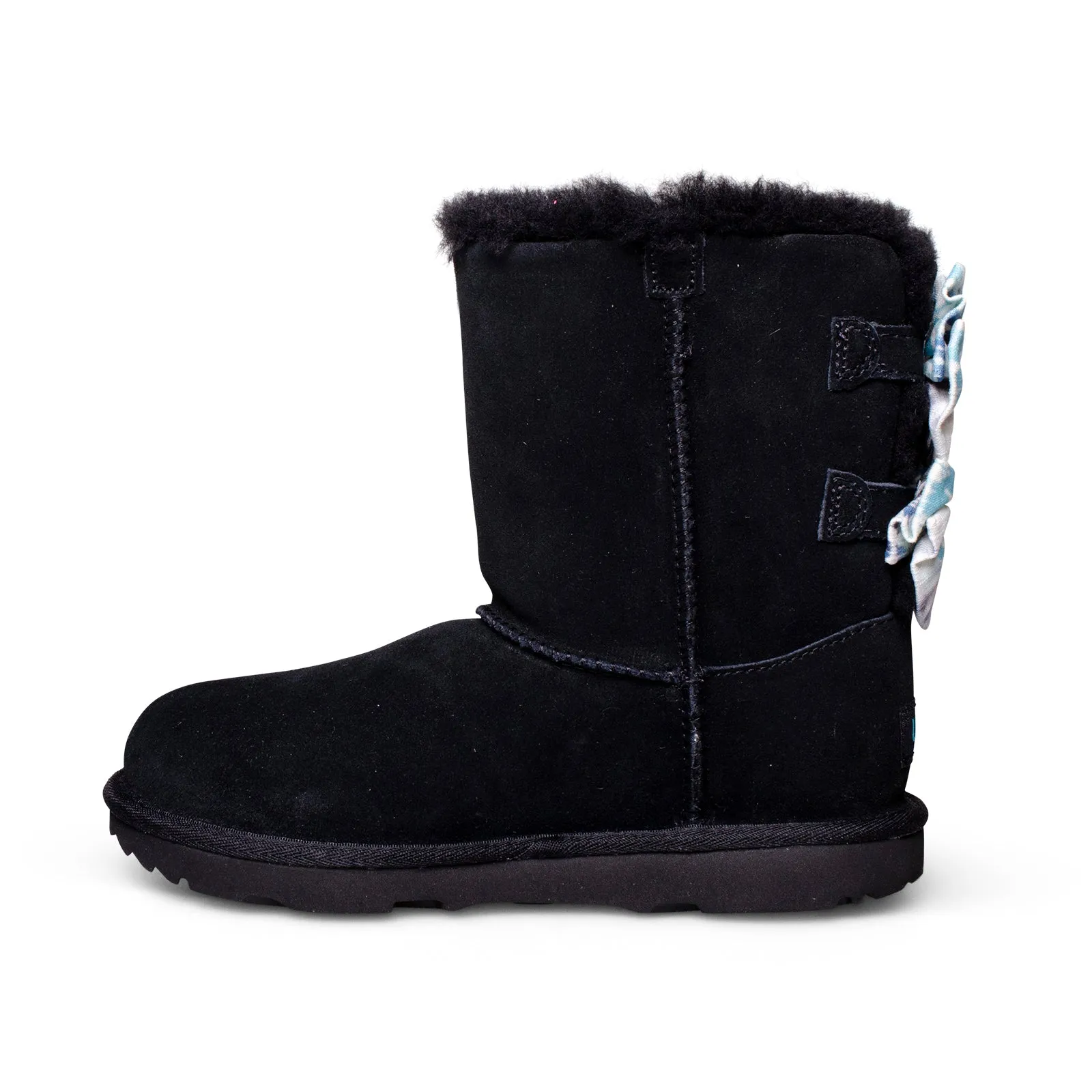 UGG Youth Tie Dye Black Bailey Bow II Boots.