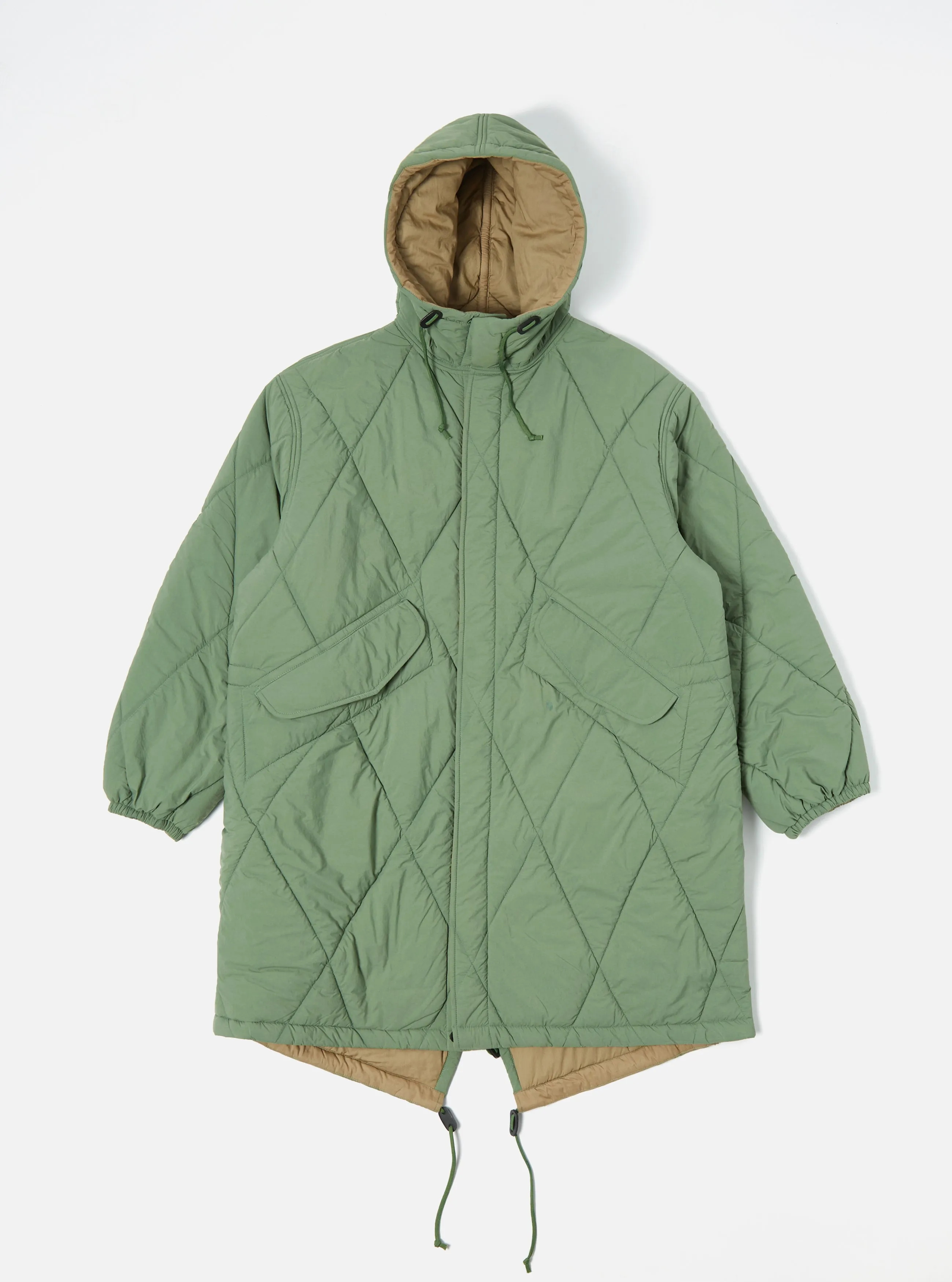 Universal Works Green Diamond Quilt Parka 29101, Rec Nylon - Google SEO