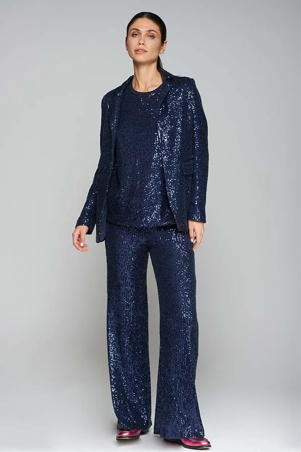 Vilagallo ANDREA NAVY SEQUINNED BLAZER