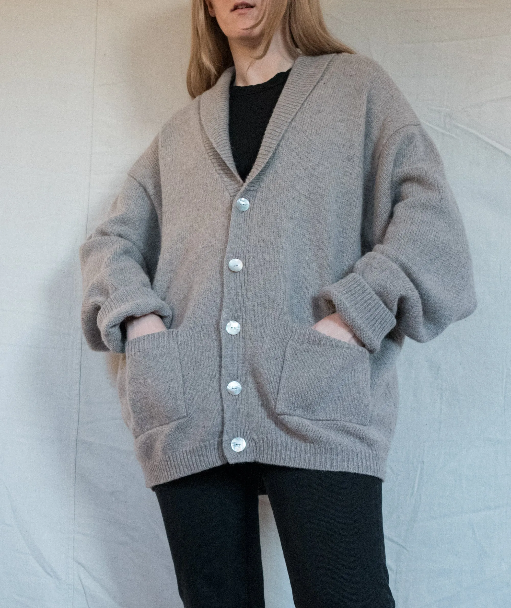 Vintage Oversized Chunky Knit Wool Cardigan Sizes Small to Large