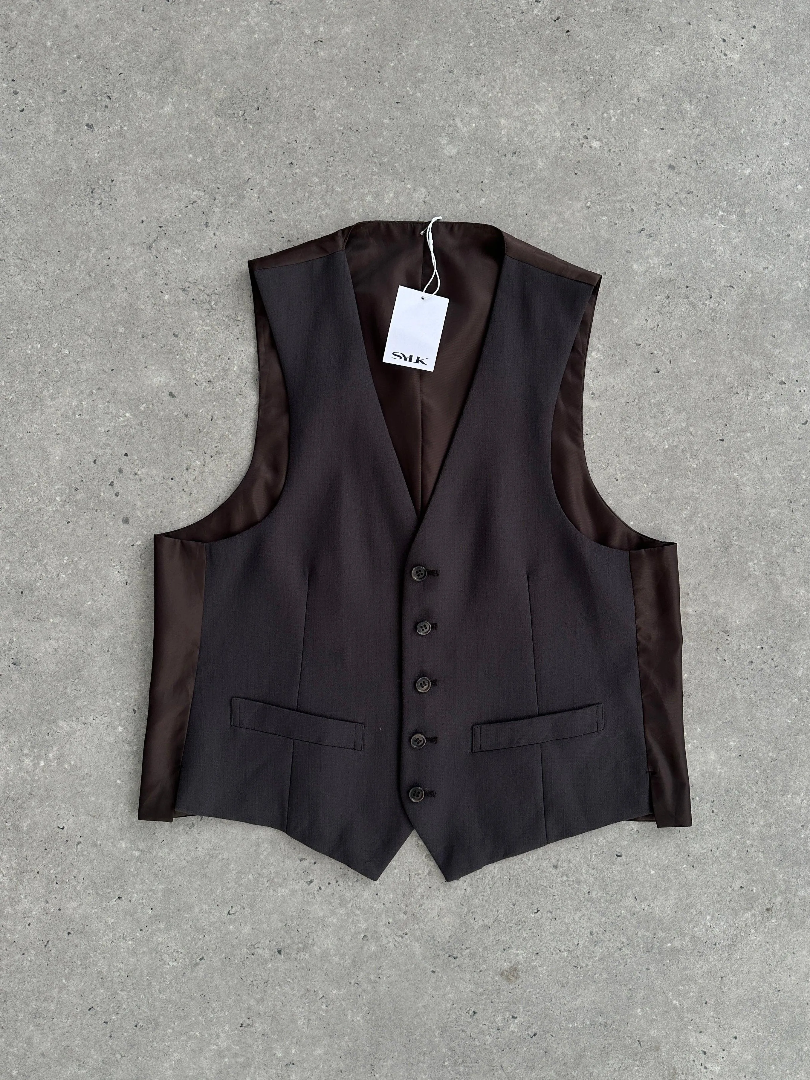 Vintage Pure Wool Tailored Waistcoat - L