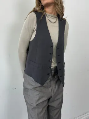 Vintage Pure Wool Tailored Waistcoat - L