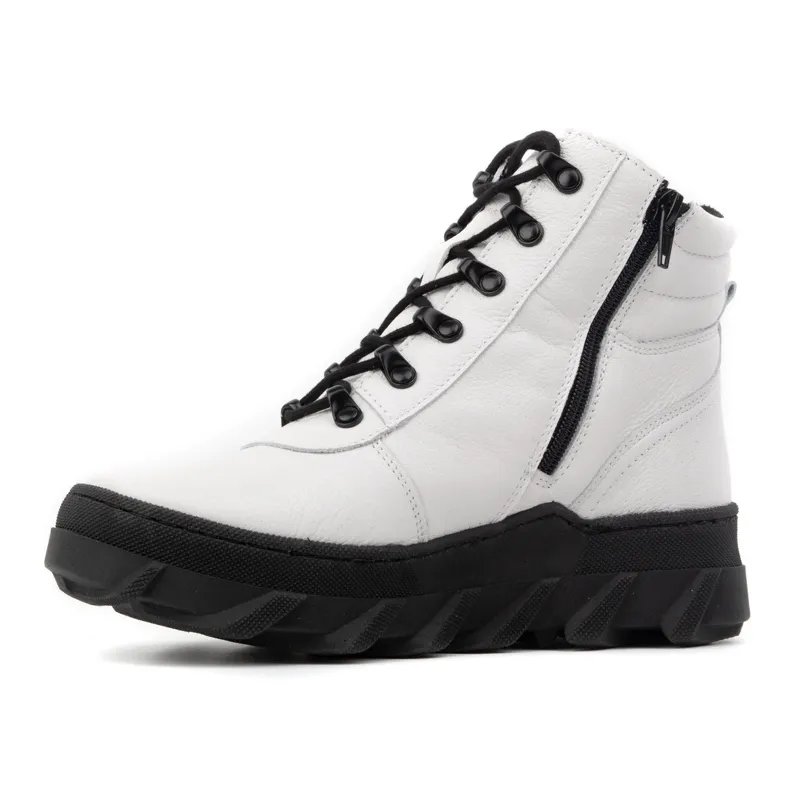 WASAK Women's shoes ankle boots snow boots winter leather 0697W white