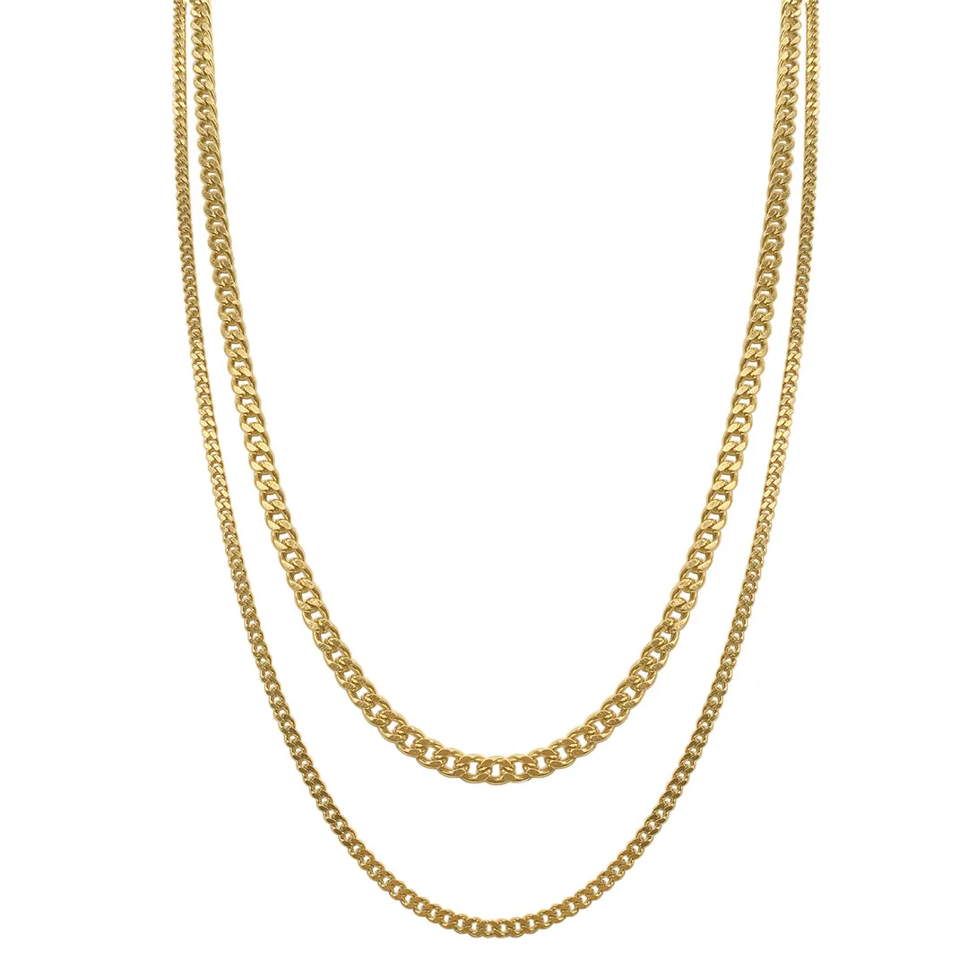 Water Resistant Gold Curb Chain Set for Men