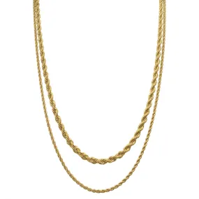 Water Resistant Gold Rope Chain Set for Men