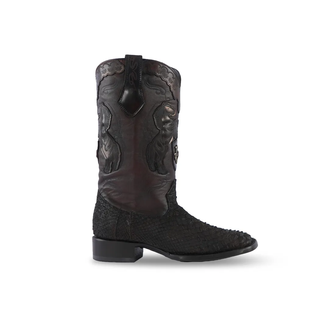 Western Boots Python Colecc Caballos Choco Nobuck