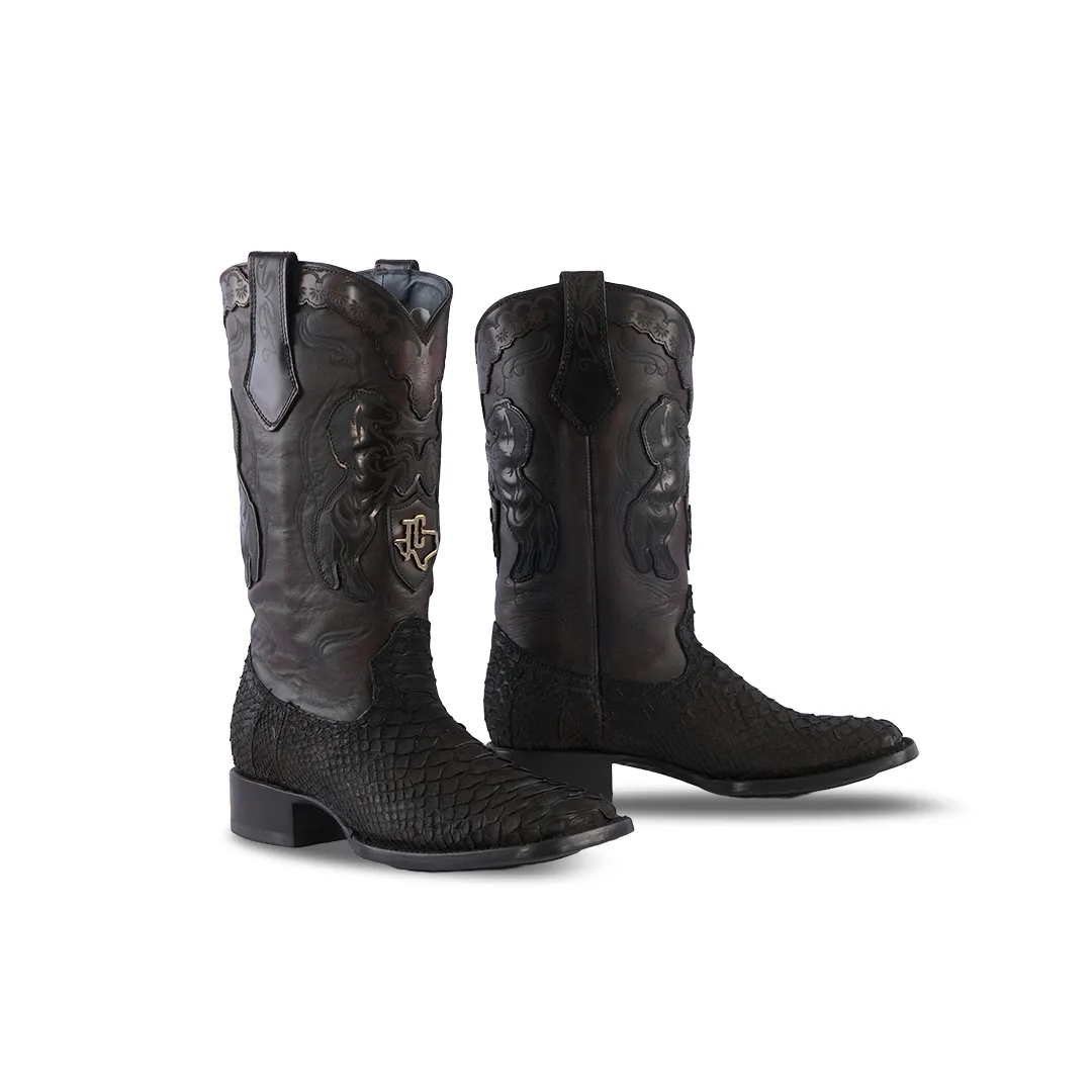 Western Boots Python Colecc Caballos Choco Nobuck