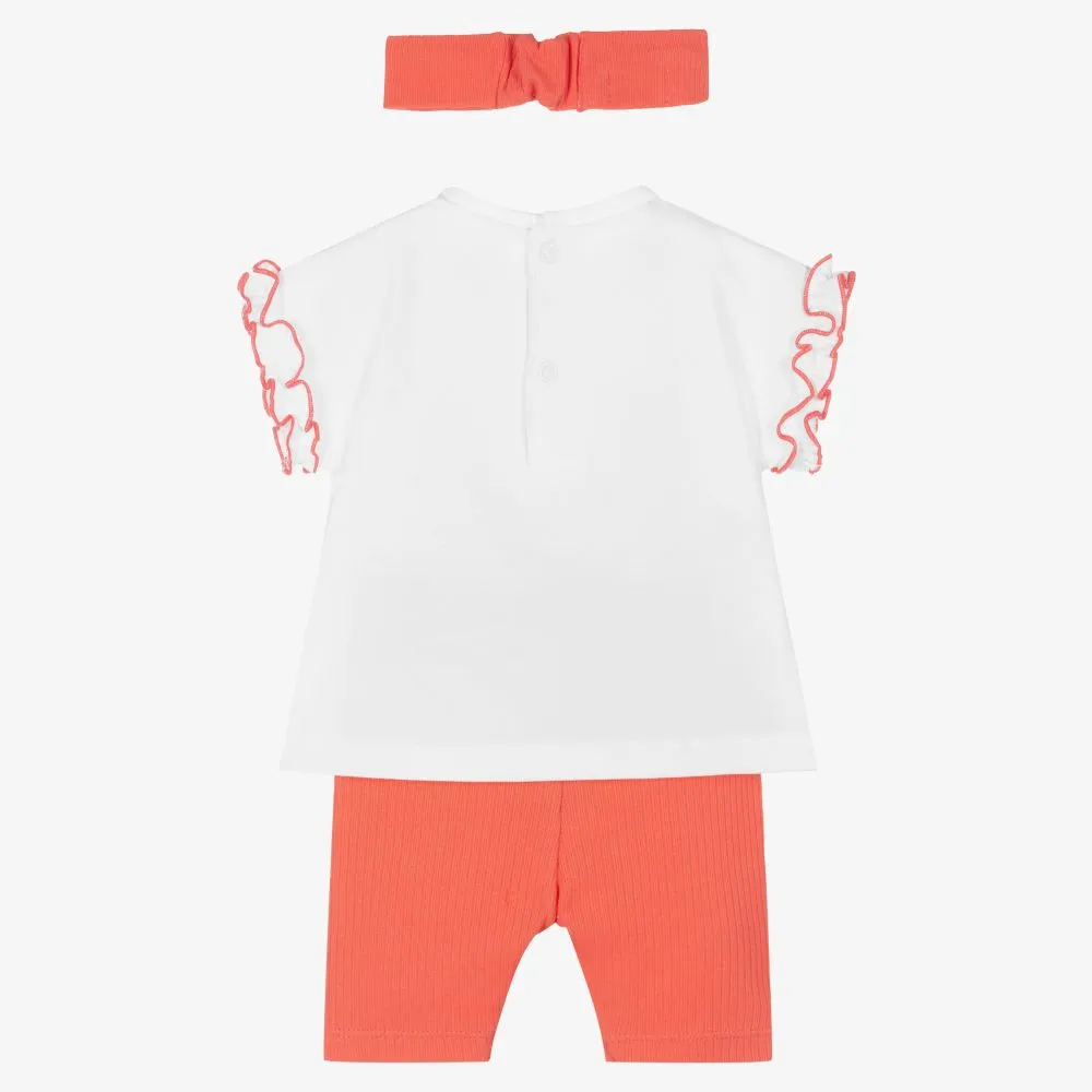 White & Orange Leggings Set