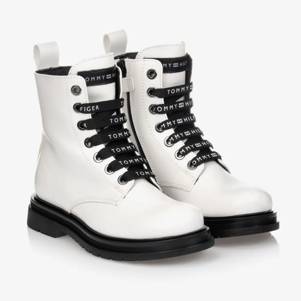 White Faux Leather Boots