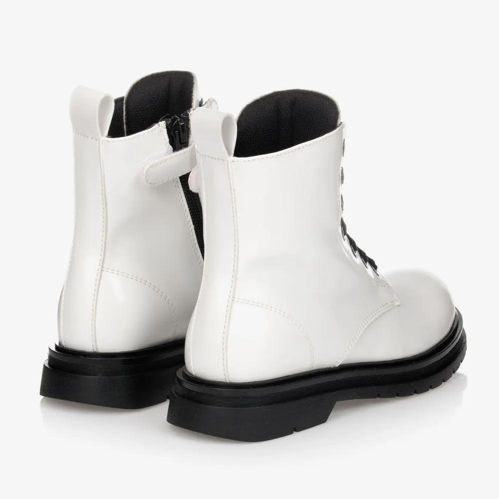 White Faux Leather Boots