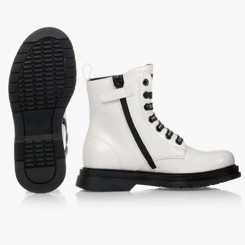 White Faux Leather Boots