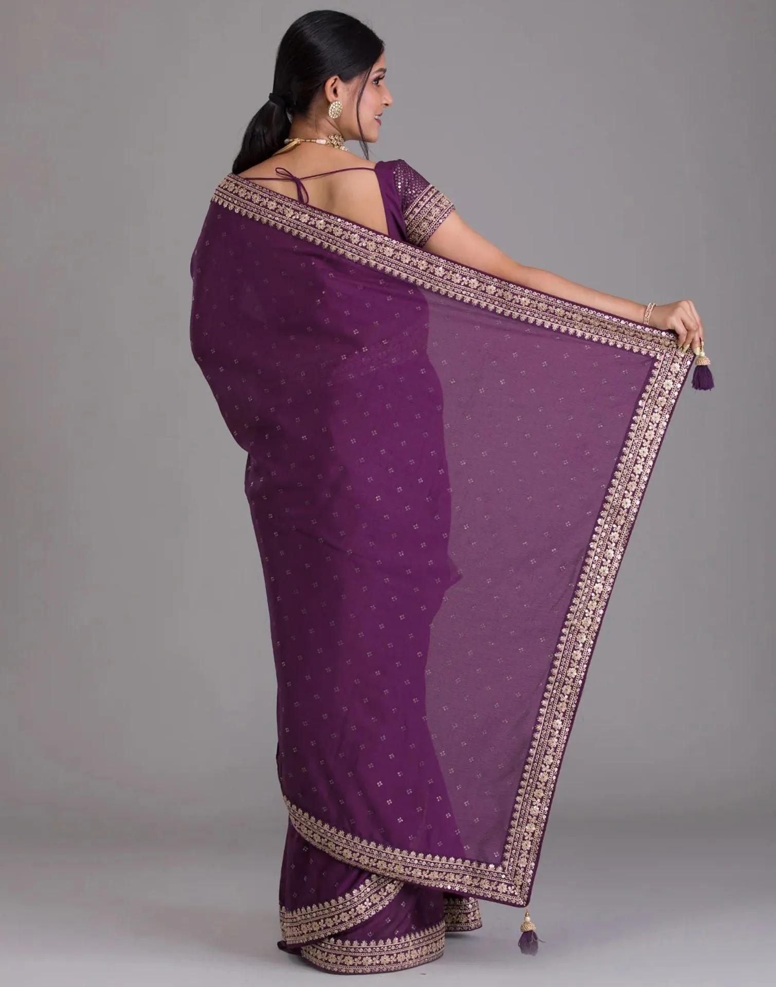 Wine Printed Saree