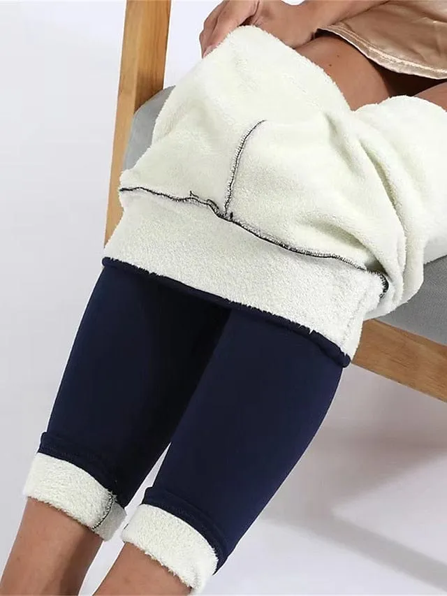 Winter Fall Cozy Fleece-Lined High-Waist Leggings for Women