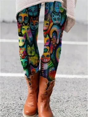 Winter Fleece-Lined Leggings with Trendy Prints for Women