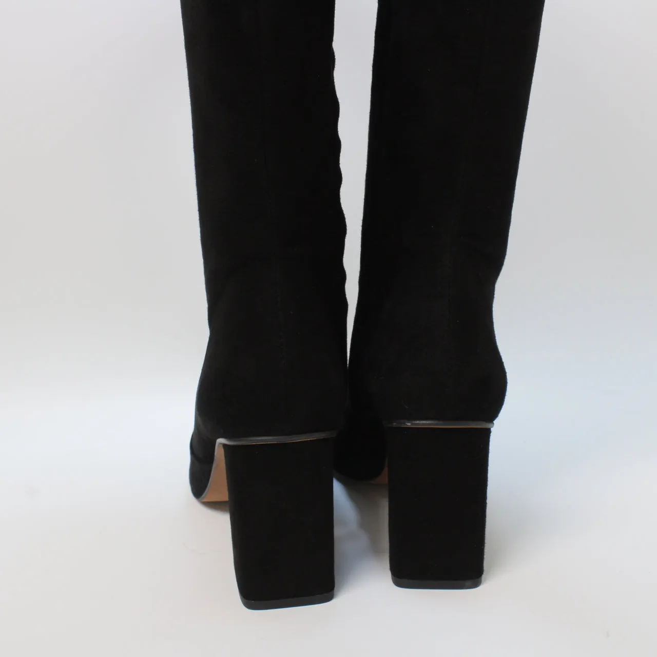 Womens Black Suede Knee Boots with Block Heel - Kinsley Model: Top Choice for Office