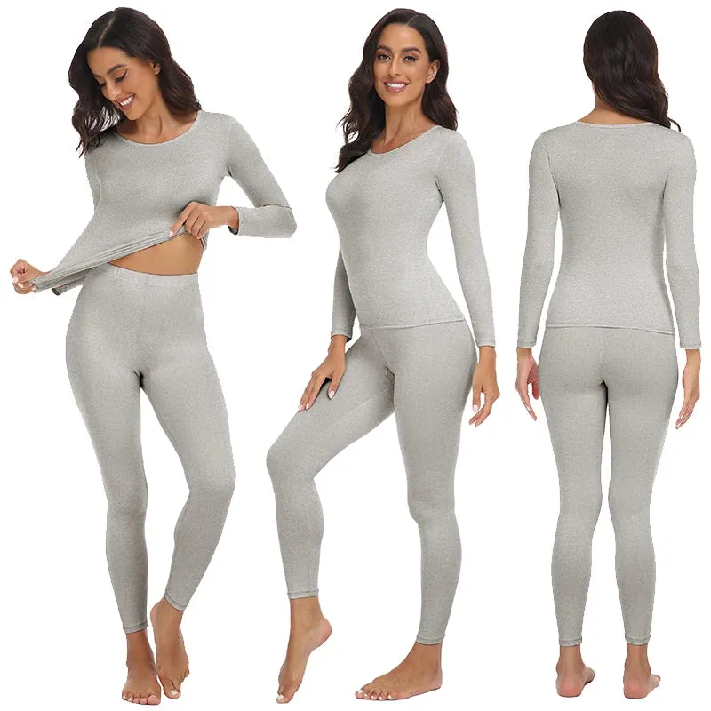 Women's Fleece Lined Thermal Underwear Set - Soft Base Layer, 2-Piece