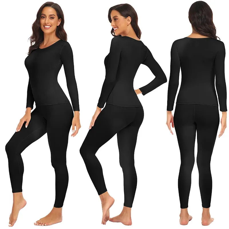 Women's Fleece Lined Thermal Underwear Set - Soft Base Layer, 2-Piece