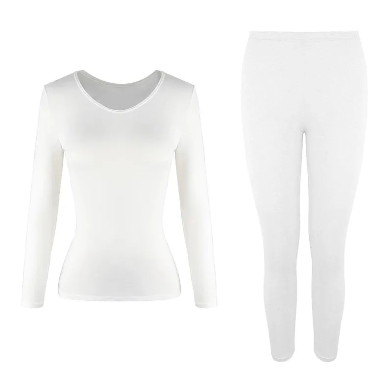 Women's Fleece Lined Thermal Underwear Set - Soft Base Layer, 2-Piece