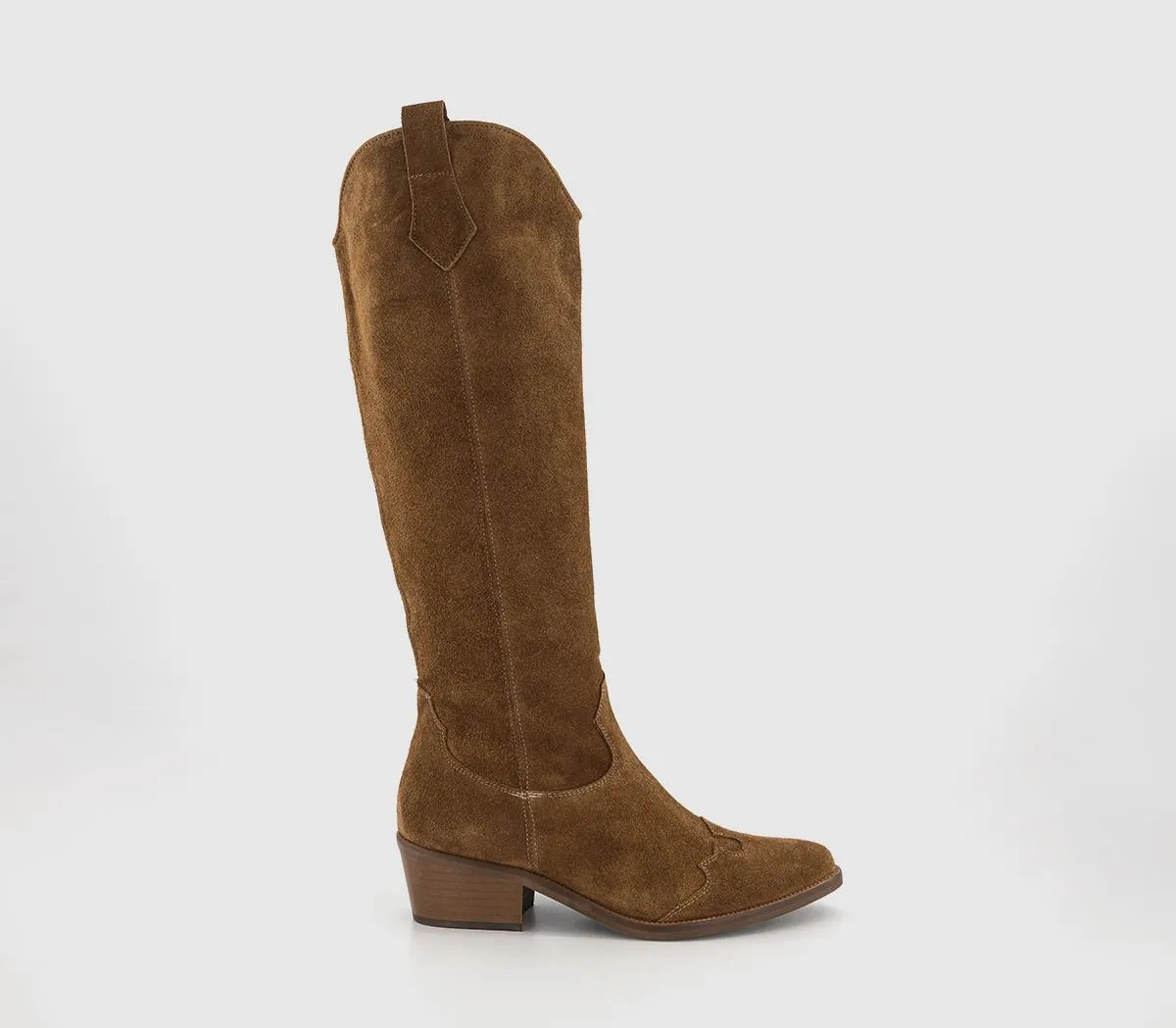 Women's Office Kezia Heeled Western Knee Boots - Tan Suede