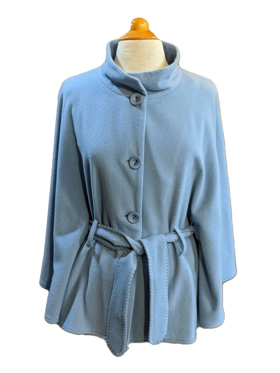 Wool Cashmere Blend Belted Cape