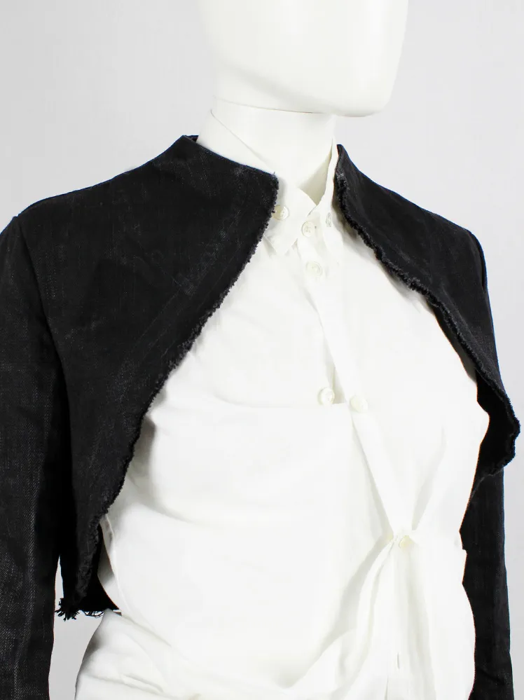 Y’s Yohji Yamamoto dark blue denim cropped bolero jacket with frayed edges