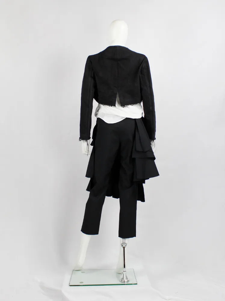 Y’s Yohji Yamamoto dark blue denim cropped bolero jacket with frayed edges