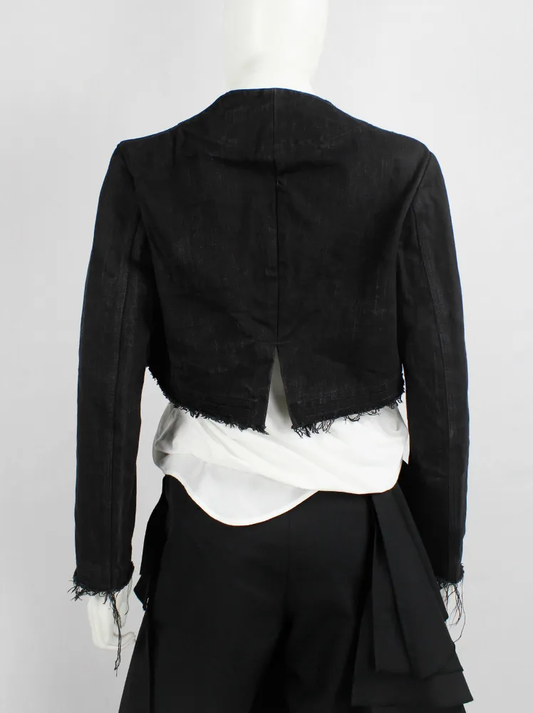 Y’s Yohji Yamamoto dark blue denim cropped bolero jacket with frayed edges